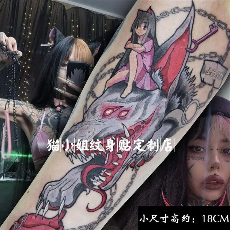 Dark Cat Girl Wolf Head Flower Arm Tattoo Sticker Waterproof Fake Tattoos for Women Men Hotwife Temporary Tattoo Festival Body
Dark Cat Girl Wolf Head Flower Arm Tattoo Sticker Waterproof Fake Tattoos for Women Men Hotwife Temporary Tattoo Festival Body