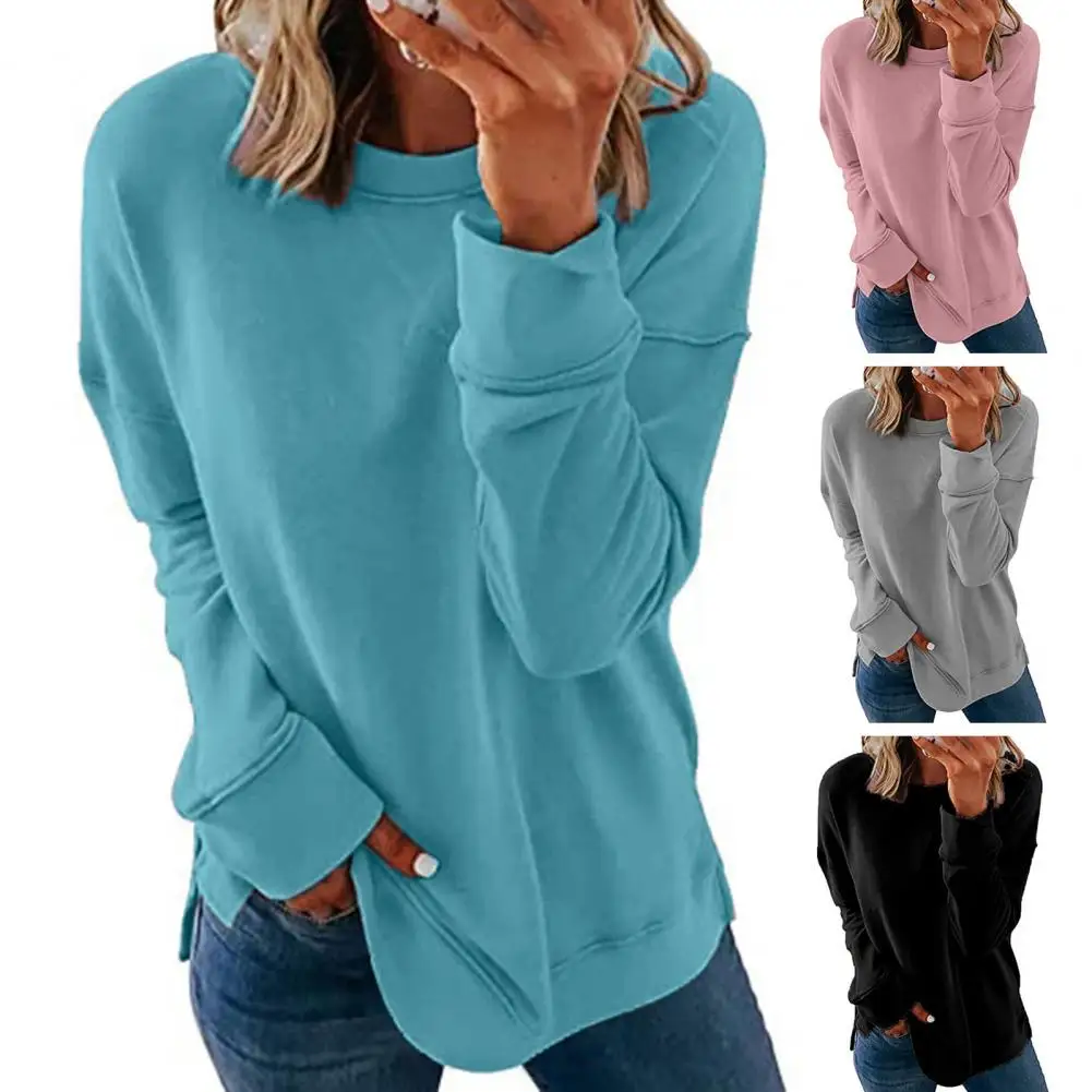 Women Sweatshirt Soft Long Sleeves Crew Neck Solid Color Elastic Cuff Casual Pullover Loose Lady Winter T-shirt for Daily Wear 
Women Sweatshirt Soft Long Sleeves Crew Neck Solid Color Elastic Cuff Casual Pullover Loose Lady Winter T-shirt for Daily Wear
