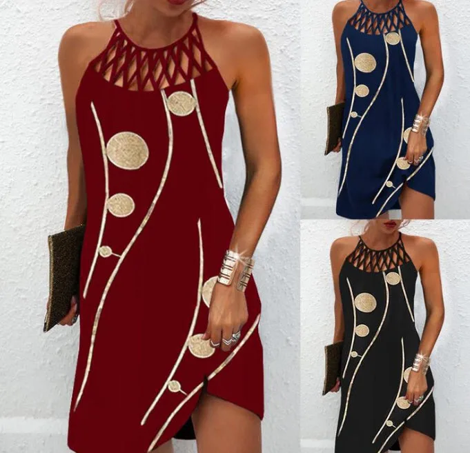 Elegant Office Lady Summer Dress Sexy Women Summer Skirt Fashion Hollow Sleeveless Print Beach Mini Dresses Female Vintage
Elegant Office Lady Summer Dress Sexy Women Summer Skirt Fashion Hollow Sleeveless Print Beach Mini Dresses Female Vintage