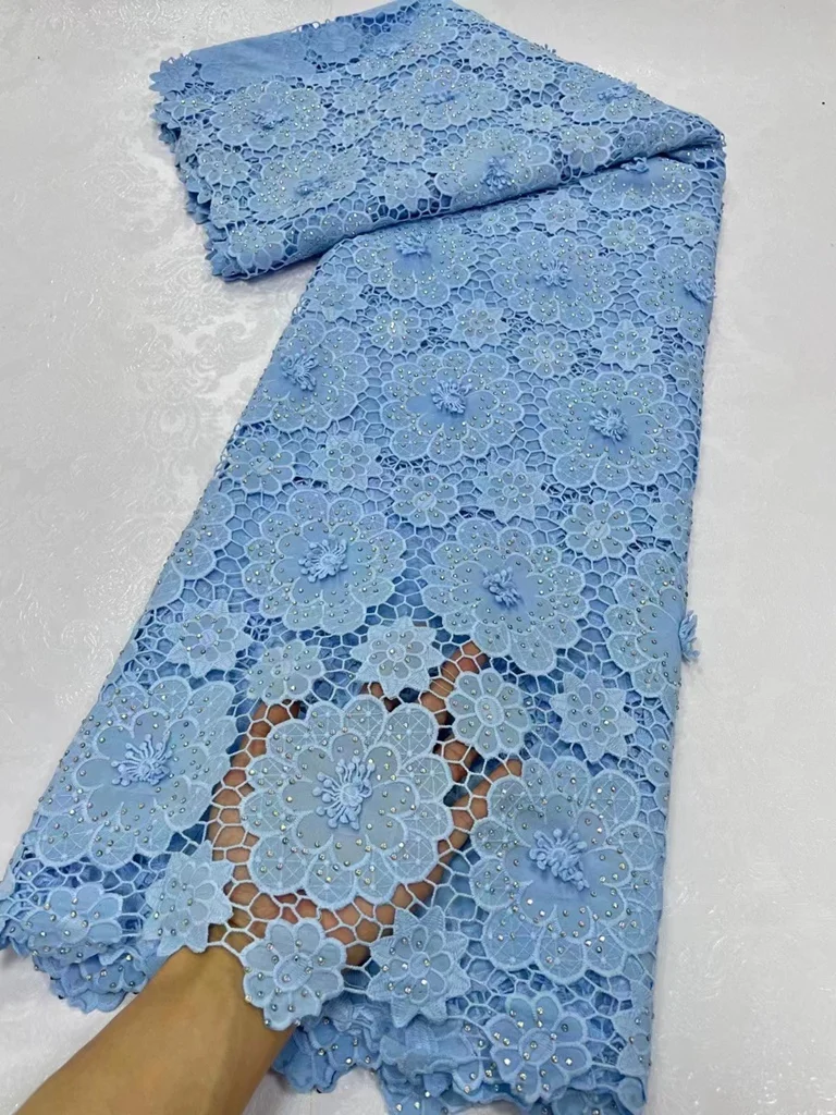 African Latest Design High Quality Fashion Guipure Cord Embroidery Stones Lace Fabric 100% Cotton For Sewing Women Dress
African Latest Design High Quality Fashion Guipure Cord Embroidery Stones Lace Fabric 100% Cotton For Sewing Women Dress
