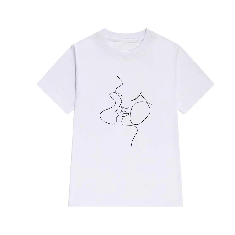 

Summer T-shirts Fashion Simple Stick figure graphic t shirts Women Cloting O-Neck White Short sleeve T shirt Female Oversize