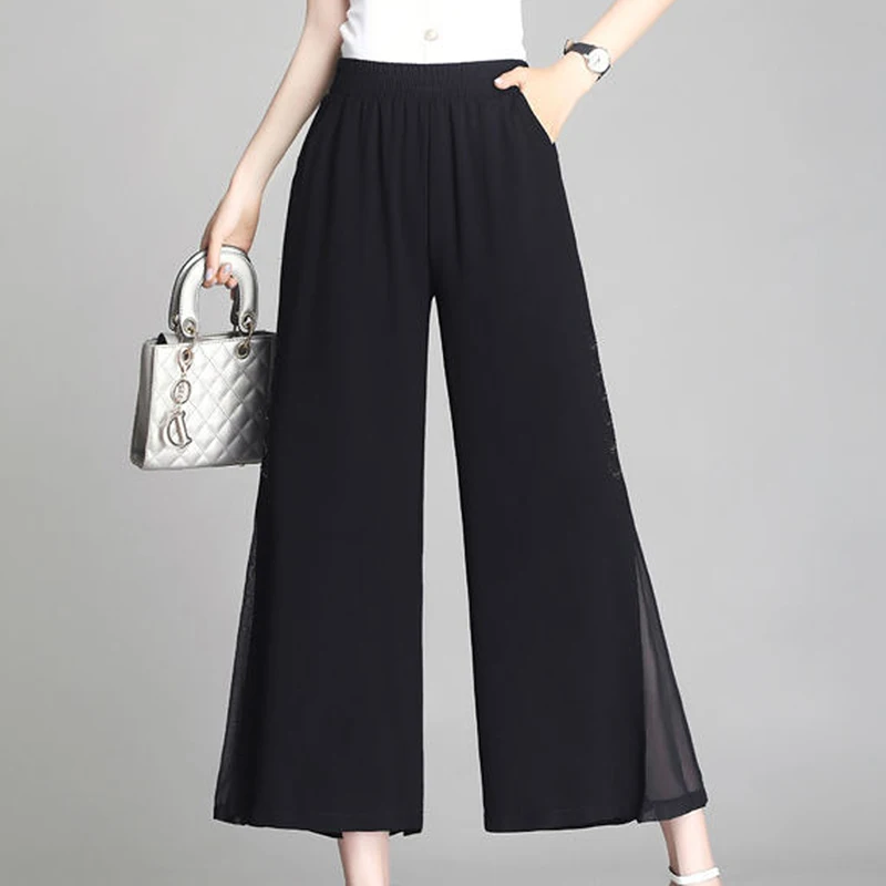 Summer Women's Casual Solid Chiffon Pants Casual Vintage Elastic Waist Korean Female Cropped Wide Leg Pant Pantalones
Summer Women's Casual Solid Chiffon Pants Casual Vintage Elastic Waist Korean Female Cropped Wide Leg Pant Pantalones