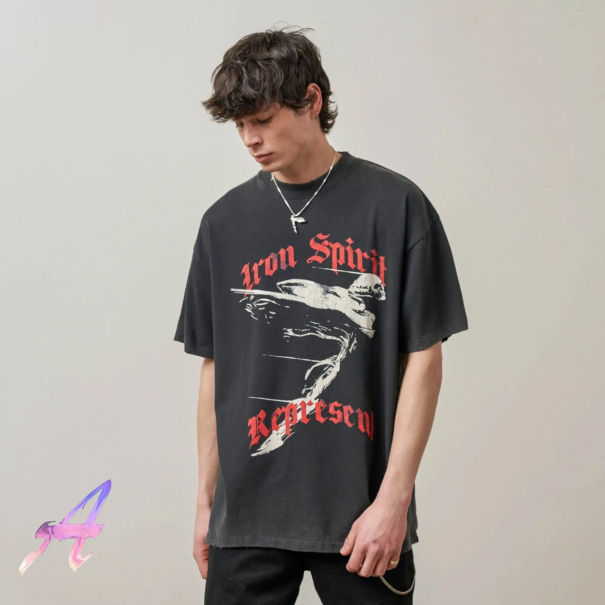 Represent Tshirt Metal Angel Print Cotton Washed and Distressed High Street Men Women Oversized T-Shirt
Represent Tshirt Metal Angel Print Cotton Washed and Distressed High Street Men Women Oversized T-Shirt
