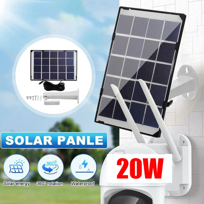 20W Mini Solar Panel Waterproof for IP Security Camera Outdoor Solar Power Bank Charger with 5M/16Ft 5V Micro USB Charging Cable
20W Mini Solar Panel Waterproof for IP Security Camera Outdoor Solar Power Bank Charger with 5M/16Ft 5V Micro USB Charging Cable
