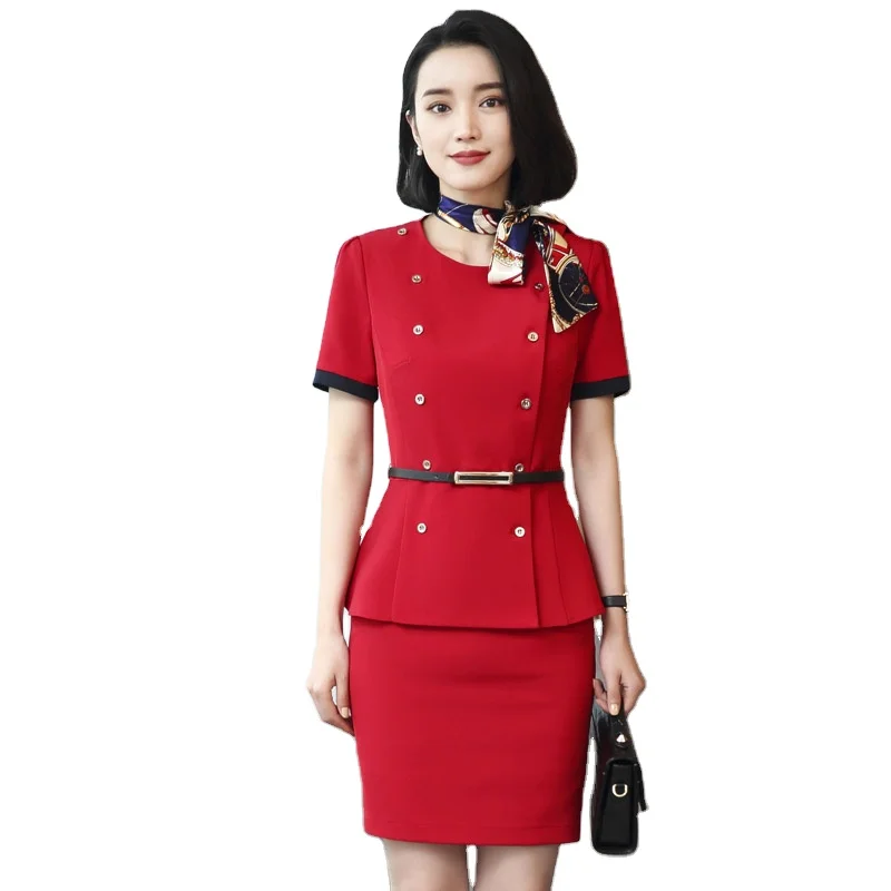 Summer Occupation Suit Female Business Work Uniform Beautician Beauty Salon Work Clothing Airline Aviation Stewardess Uniform
Summer Occupation Suit Female Business Work Uniform Beautician Beauty Salon Work Clothing Airline Aviation Stewardess Uniform