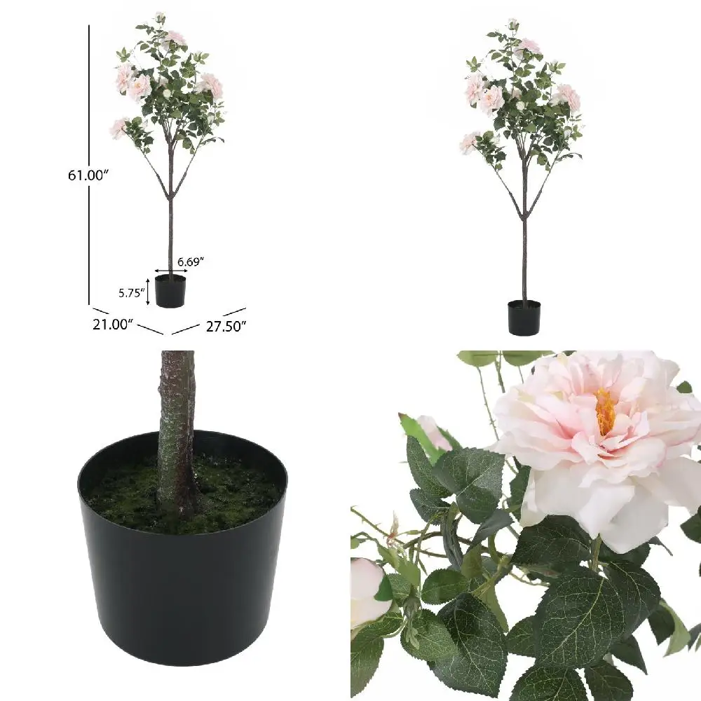 Elegant Artificial Rose Tree, 5` x 2.3`, Green and Pink Champagne; Perfect Decoration for Home Office Garden.
Elegant Artificial Rose Tree, 5` x 2.3`, Green and Pink Champagne; Perfect Decoration for Home Office Garden.
