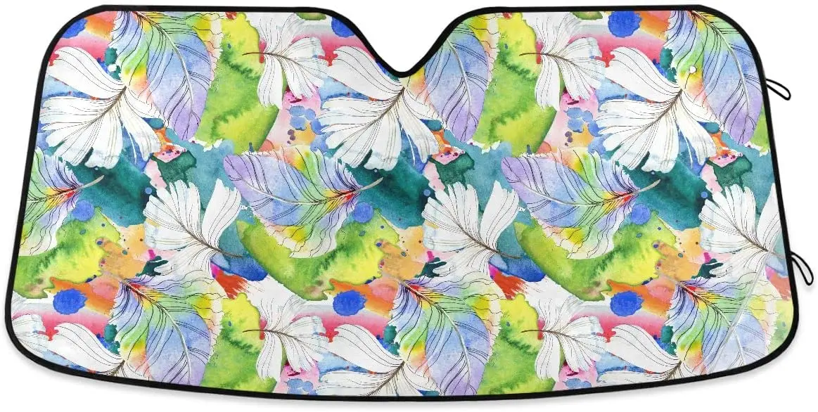 Car Windshield Sun Shade Foldable, Colorful Bird Feather from Wing Isolated Sun Shade for Car Truck Window Front Windshield, Blo
Car Windshield Sun Shade Foldable, Colorful Bird Feather from Wing Isolated Sun Shade for Car Truck Window Front Windshield, Blo