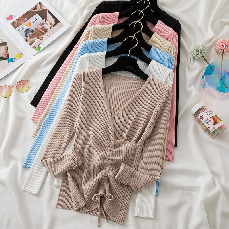 Irregular Pleated Knitted Sweater Autumn and Winter Women's Slim Slit Side Pleated Drawstring V-Neck Long-Sleeved Knitted Top
Irregular Pleated Knitted Sweater Autumn and Winter Women's Slim Slit Side Pleated Drawstring V-Neck Long-Sleeved Knitted Top