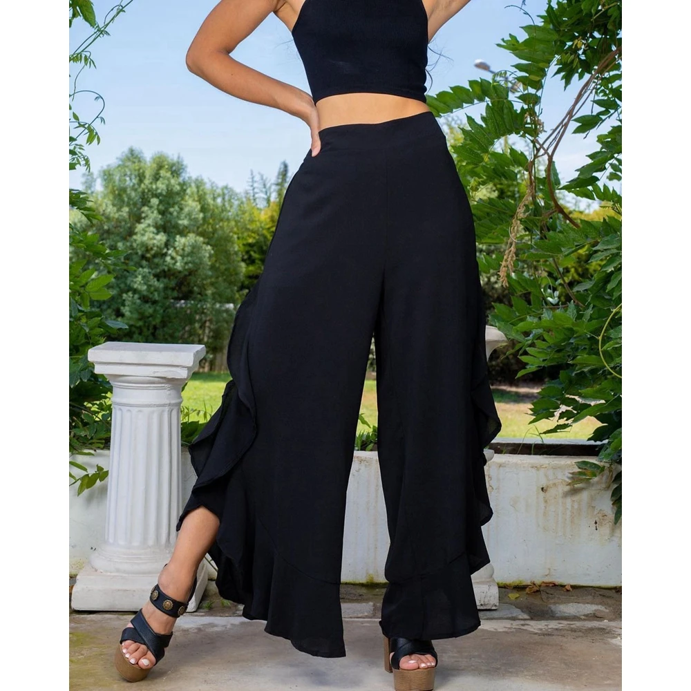 2023 New Fashion Autumn Women High Waist Wide Leg Ruffle Pants Fashion Femme Casual Solid Long Loose Pants Spring Lady Trouse
2023 New Fashion Autumn Women High Waist Wide Leg Ruffle Pants Fashion Femme Casual Solid Long Loose Pants Spring Lady Trouse