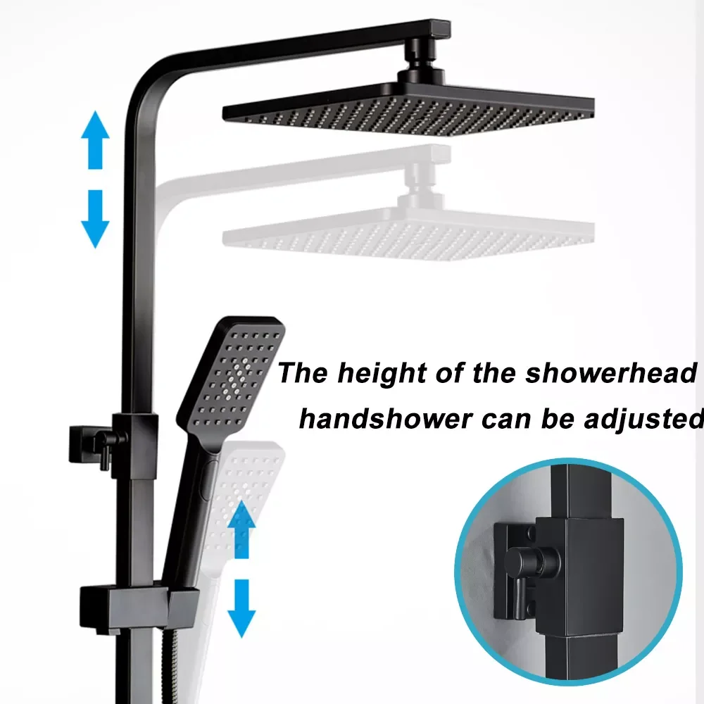 Black Brass Shower Faucet Set Rainfall Bathtub Tap With Bathroom Shelf 4 Functions Height Adjust Shower Mixer Crane Fast Delivey
Black Brass Shower Faucet Set Rainfall Bathtub Tap With Bathroom Shelf 4 Functions Height Adjust Shower Mixer Crane Fast Delivey
