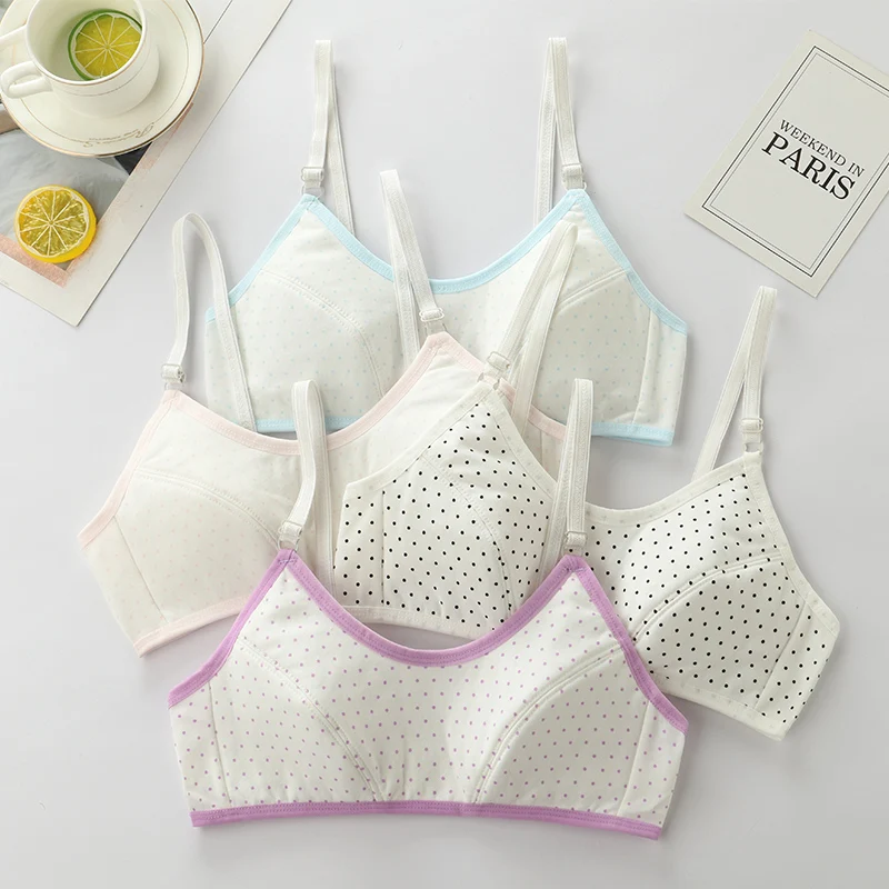 Teenage Girl Puberty Underwear Cotton Bras for Teens Kids Young Girls Lingerie Students Training Cute polka dots Bras for 9-18y
Teenage Girl Puberty Underwear Cotton Bras for Teens Kids Young Girls Lingerie Students Training Cute polka dots Bras for 9-18y