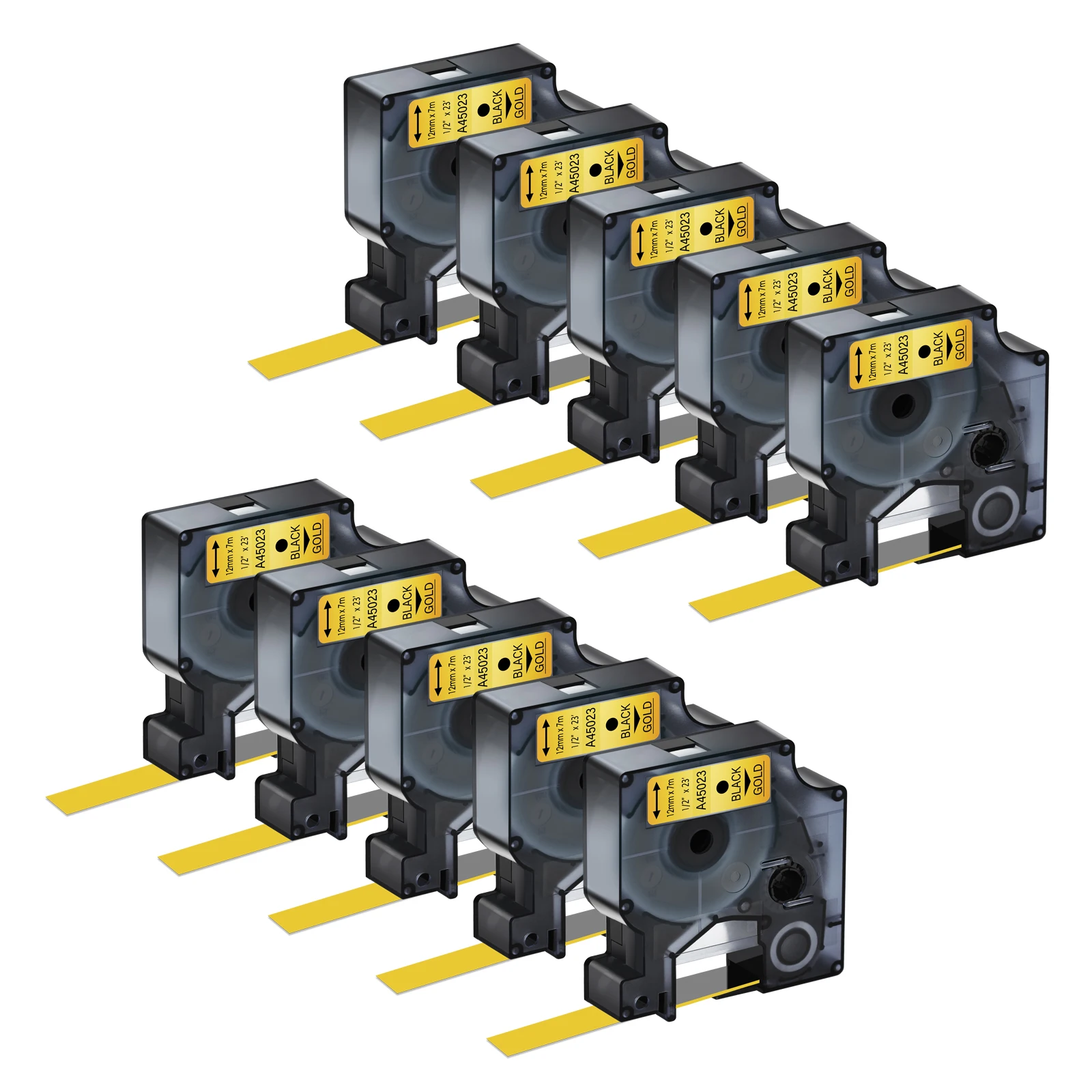 10Pack Black on Gold 12mm Label Tape Compatible for Dymo D1 A45023 Ribbons for LabelManager 260P 210D 360D 420P 450D Label Maker
10Pack Black on Gold 12mm Label Tape Compatible for Dymo D1 A45023 Ribbons for LabelManager 260P 210D 360D 420P 450D Label Maker