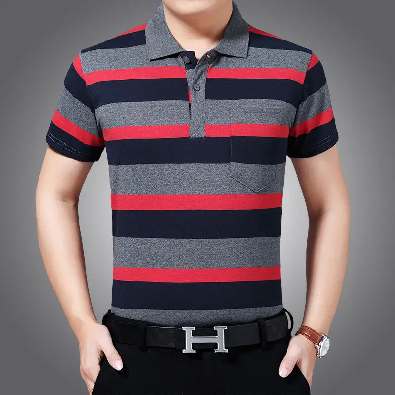 Fashion Men Summer Quick Dry Short Sleeve Polo Shirts Business Casual Korean Loose Stripe Pocket Male Clothes Pullover T-Shirt
Fashion Men Summer Quick Dry Short Sleeve Polo Shirts Business Casual Korean Loose Stripe Pocket Male Clothes Pullover T-Shirt