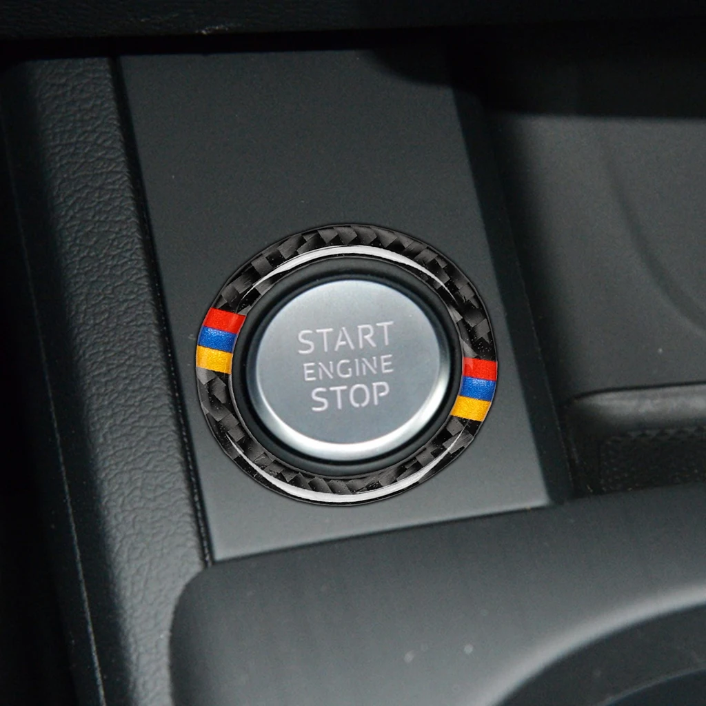 

Carbon Fiber Car Engine Start Stop Button Trim Sticker For Audi Q5 Q7 A5 A7 A4L A6L Key Ring Car Accessories