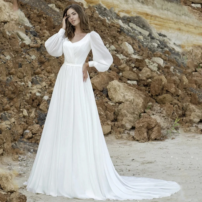 V-Neck Long Sleeve Tulle Lace Up A-Line Wedding Dress Bridal Gowns Robes De Mariées Vestidos De Novia
V-Neck Long Sleeve Tulle Lace Up A-Line Wedding Dress Bridal Gowns Robes De Mariées Vestidos De Novia