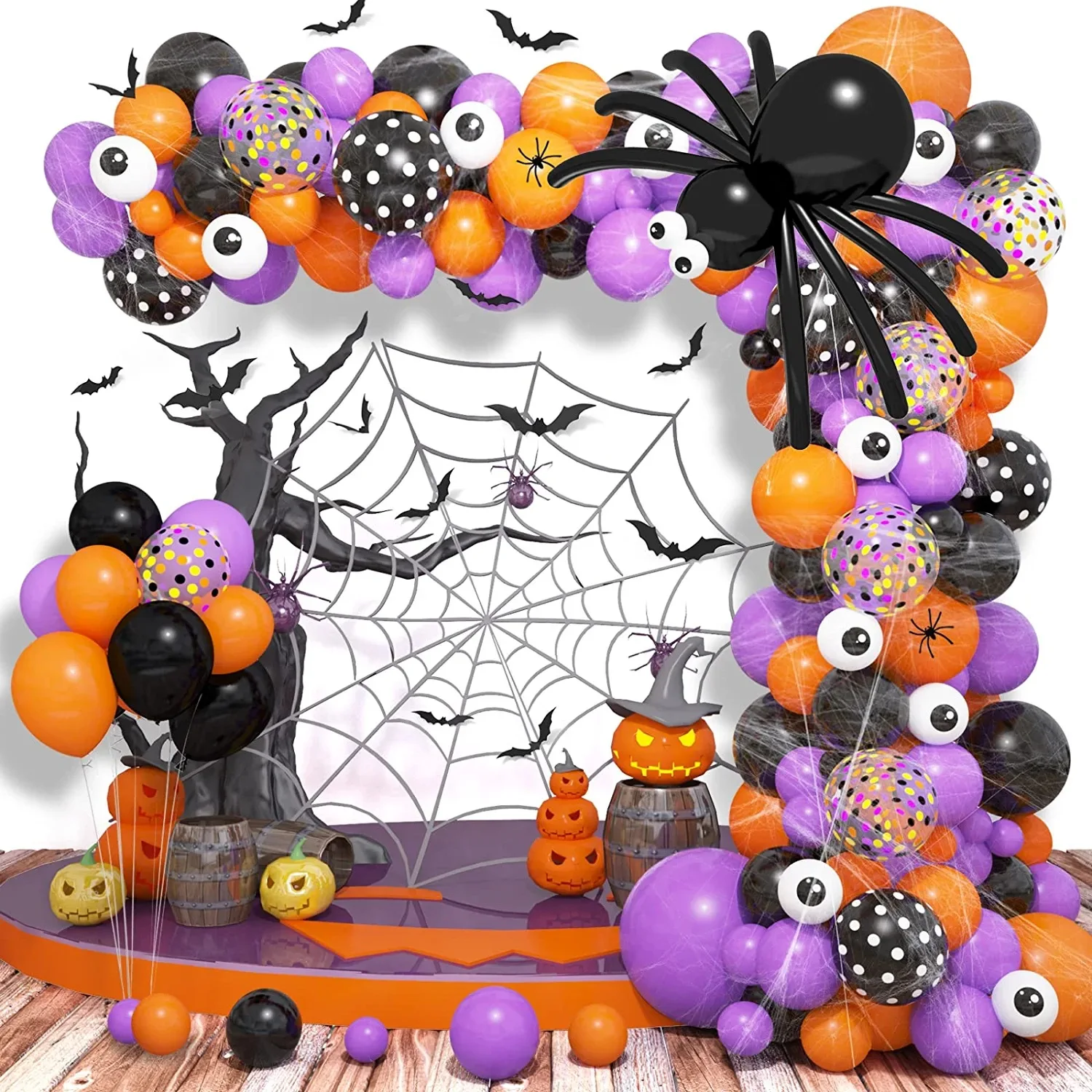 153pcs Halloween Balloon Wreath Arch Set Black Orange Purple Latex Garland Balloon Decoration Halloween Party Package Spider Web
153pcs Halloween Balloon Wreath Arch Set Black Orange Purple Latex Garland Balloon Decoration Halloween Party Package Spider Web