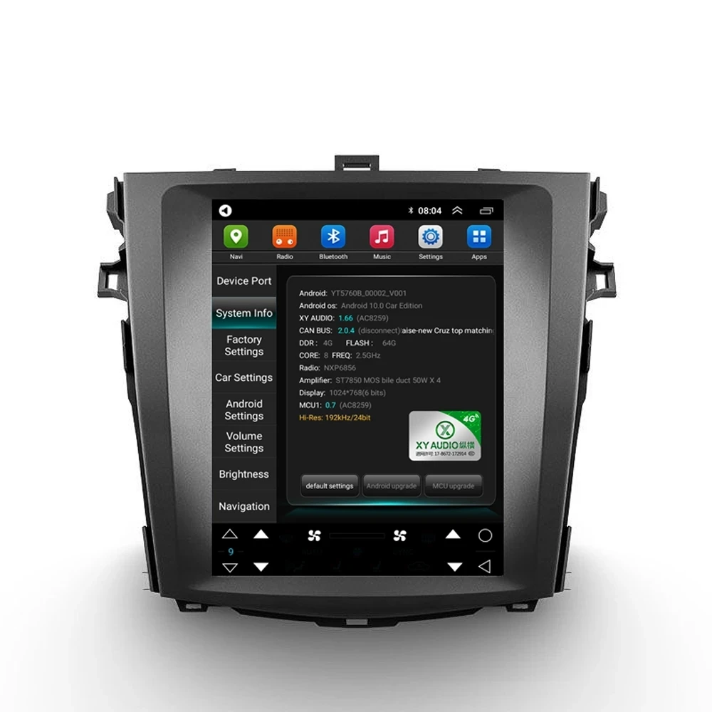 10.4" tesla style vertical screen Octa core Android 10 Car stereo GPS navigation for Toyota Corolla 2006-2013 automatic A/C
10.4" tesla style vertical screen Octa core Android 10 Car stereo GPS navigation for Toyota Corolla 2006-2013 automatic A/C