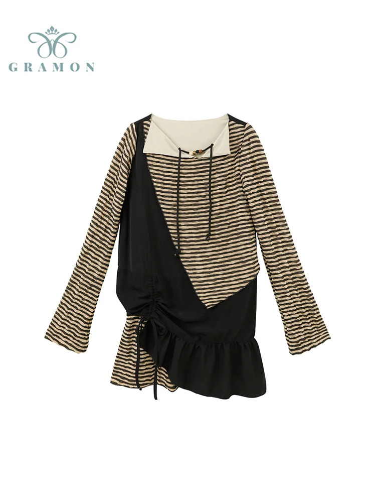 2022 Spring Vintage Striped Women's Dresses Long Sleeve Sexy Slim Y2K Female Elegant Fashion V-Neck Patchwork Korean Mini Dress
2022 Spring Vintage Striped Women's Dresses Long Sleeve Sexy Slim Y2K Female Elegant Fashion V-Neck Patchwork Korean Mini Dress