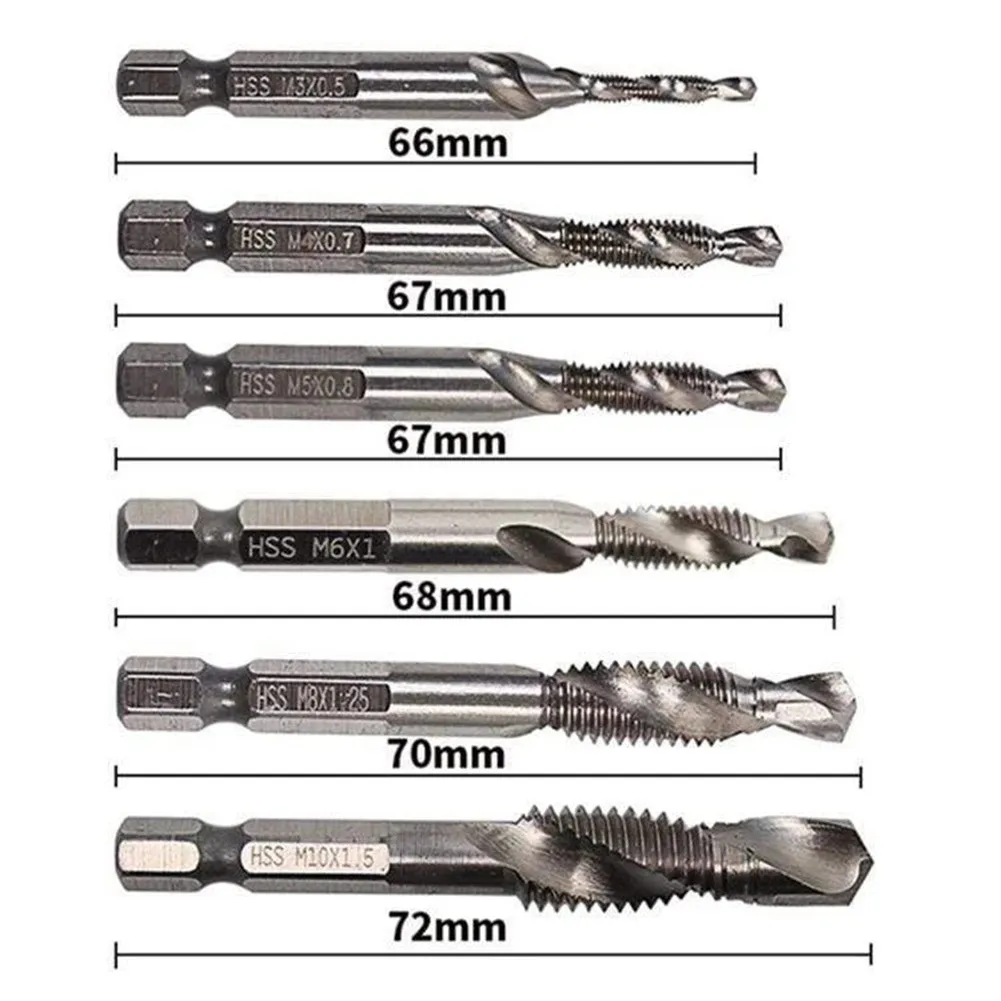 6Pcs/Set M3-M10 Composite Tap Drill Bit Sets High Speed Steel Drill Bit Parts For Tapping Aluminum Plate Cutting Drilling
6Pcs/Set M3-M10 Composite Tap Drill Bit Sets High Speed Steel Drill Bit Parts For Tapping Aluminum Plate Cutting Drilling