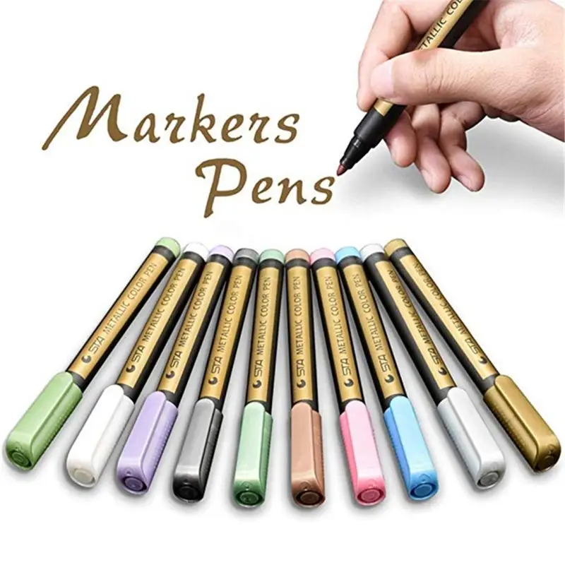 Metallic Marker Pens, Paint Pens Set of 10 Premium Colored Markers, Metallic Ink Art Pen for DIY Photo Album, Rocks, Dark Paper,
Metallic Marker Pens, Paint Pens Set of 10 Premium Colored Markers, Metallic Ink Art Pen for DIY Photo Album, Rocks, Dark Paper,