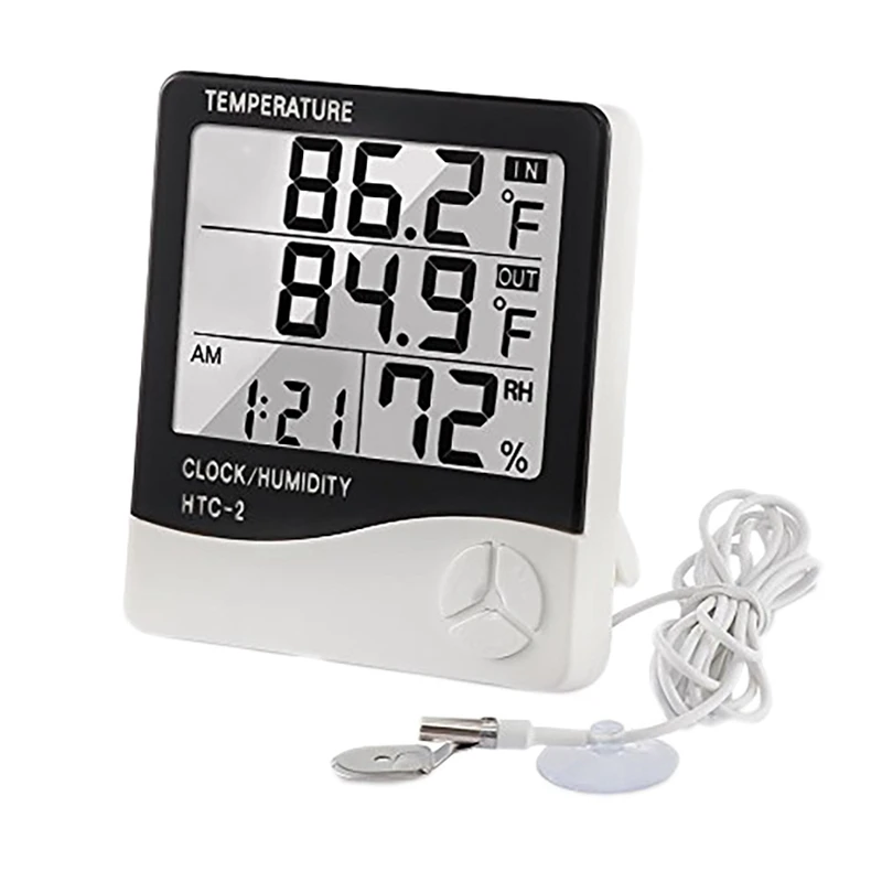 Practical Digital Thermometer Humidity Monitor with LCD Alarm Clock 1M Probe Line Hygrometer for Bedroom Greenhouse Fahrenheit 
Practical Digital Thermometer Humidity Monitor with LCD Alarm Clock 1M Probe Line Hygrometer for Bedroom Greenhouse Fahrenheit