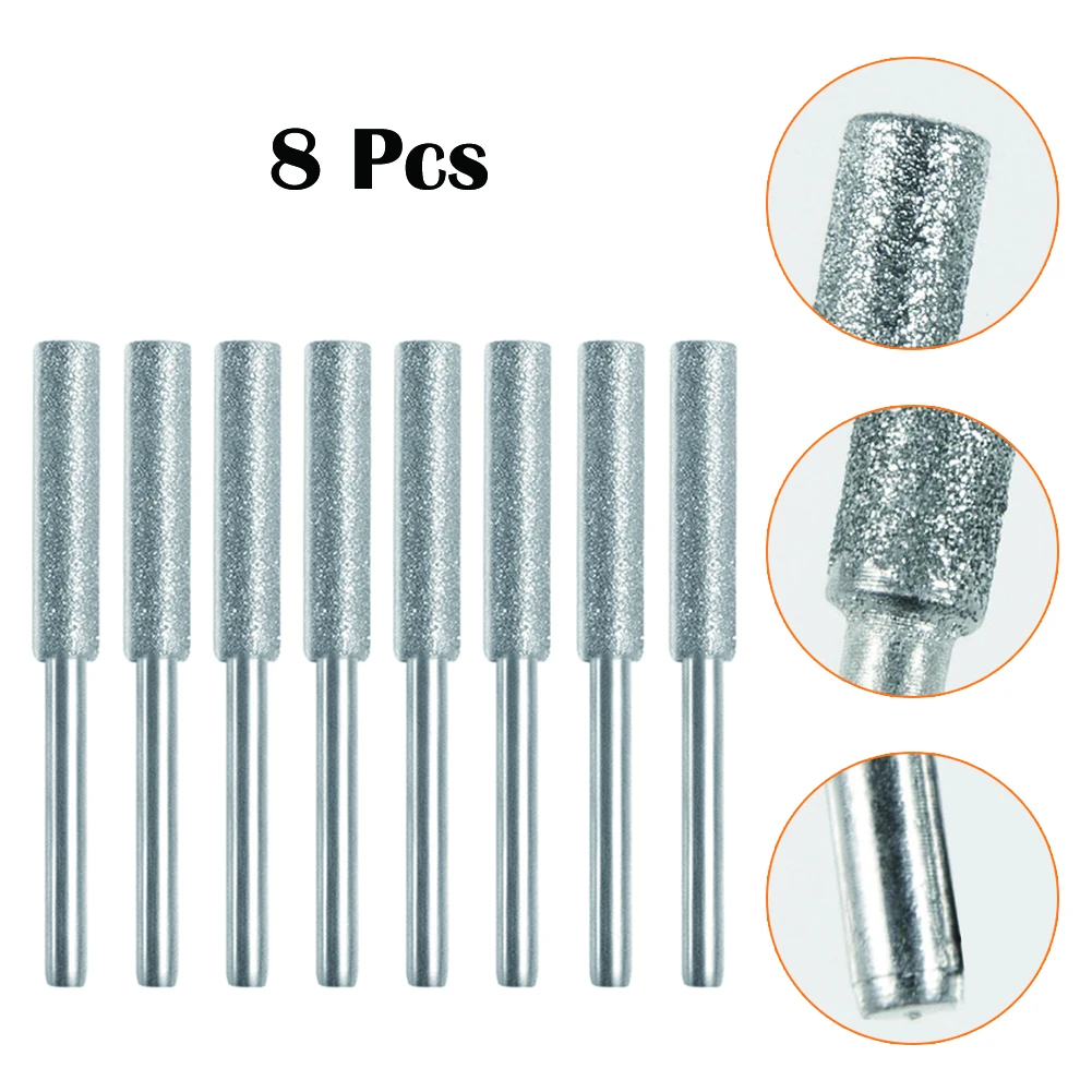 8pcs Diamond Coated Cylindrical Burr 4mm Chainsaw Sharpener Stone File Chain Saw Sharpening Carving Grinding Tools Silver
8pcs Diamond Coated Cylindrical Burr 4mm Chainsaw Sharpener Stone File Chain Saw Sharpening Carving Grinding Tools Silver