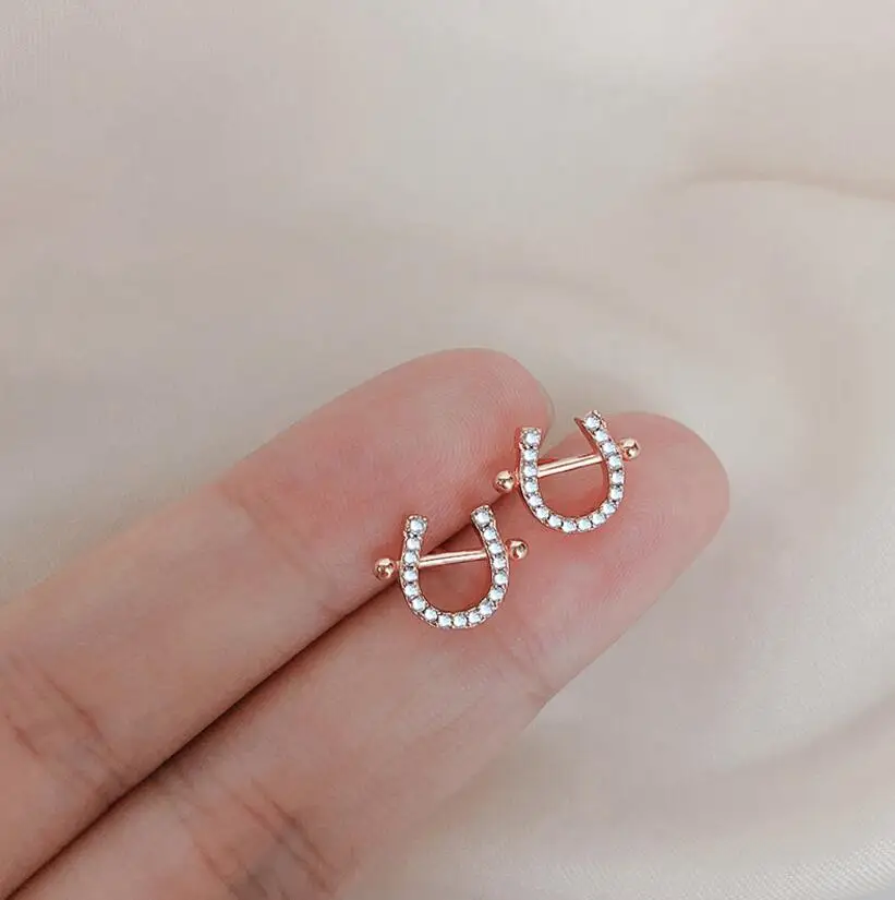925 Sterling Silver 14K Gold Plating Pavé Crystal Horseshoe U-shaped Stud Earrings Women Light Luxury Wedding Party Jewelry
925 Sterling Silver 14K Gold Plating Pavé Crystal Horseshoe U-shaped Stud Earrings Women Light Luxury Wedding Party Jewelry