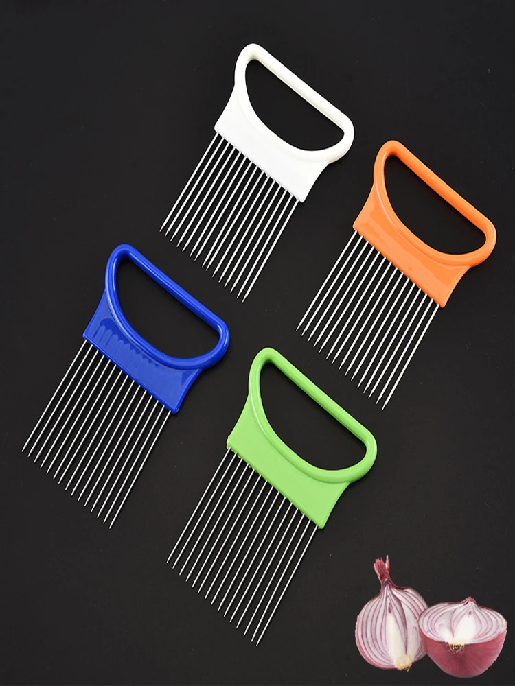 Stainless Steel Onion Needle Onion Fork Vegetables Fruit Slicer Tomato Cutter Cutting Safe Aid Holder Kitchen Accessories Tools
Stainless Steel Onion Needle Onion Fork Vegetables Fruit Slicer Tomato Cutter Cutting Safe Aid Holder Kitchen Accessories Tools