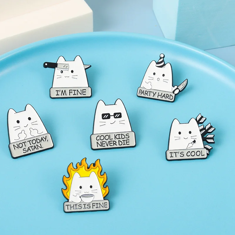 Cute Animals Enamel Pin Custom NOT TADAY SATAN I'M FINE Cat Pattern Brooch Clothes Lapel Pins Bag Badges Jewelry Gift for People
Cute Animals Enamel Pin Custom NOT TADAY SATAN I'M FINE Cat Pattern Brooch Clothes Lapel Pins Bag Badges Jewelry Gift for People