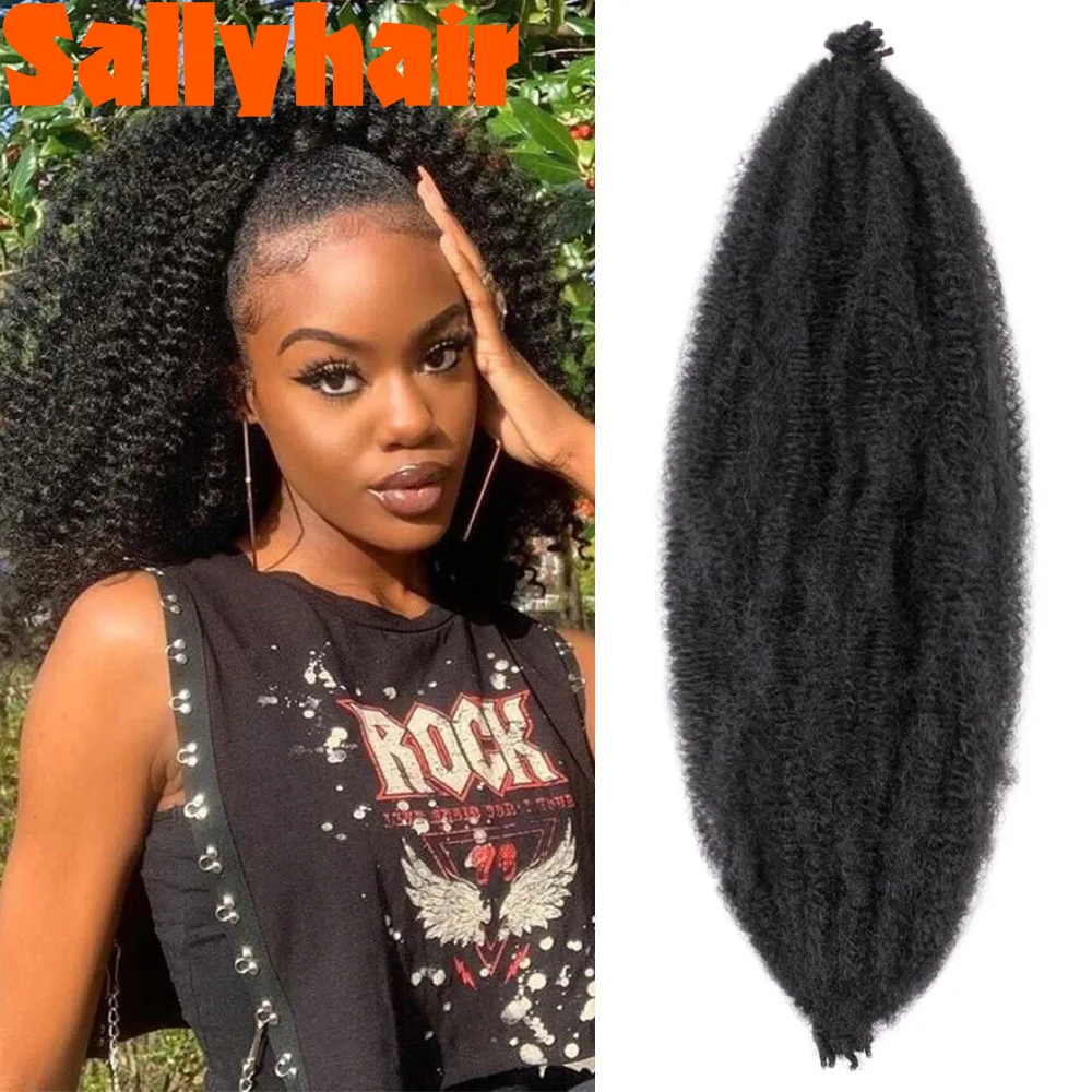 

Sallyhair Afro Twist Crochet Hair Kinky Marley Braiding Hair Springy Bulk Extensions Faux Locs Marely Braid For African Women