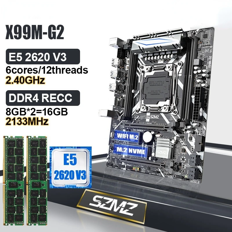 Комплект материнской платы X99 LGA2011 V3 с 2*8 = 16 Гб DDR4 2133 МГц ECC REG RAM и процессором E5 2620V3 с поддержкой разблокированного turbo Boost
Комплект материнской платы X99 LGA2011 V3 с 2*8 = 16 Гб DDR4 2133 МГц ECC REG RAM и процессором E5 2620V3 с поддержкой разблокированного turbo Boost