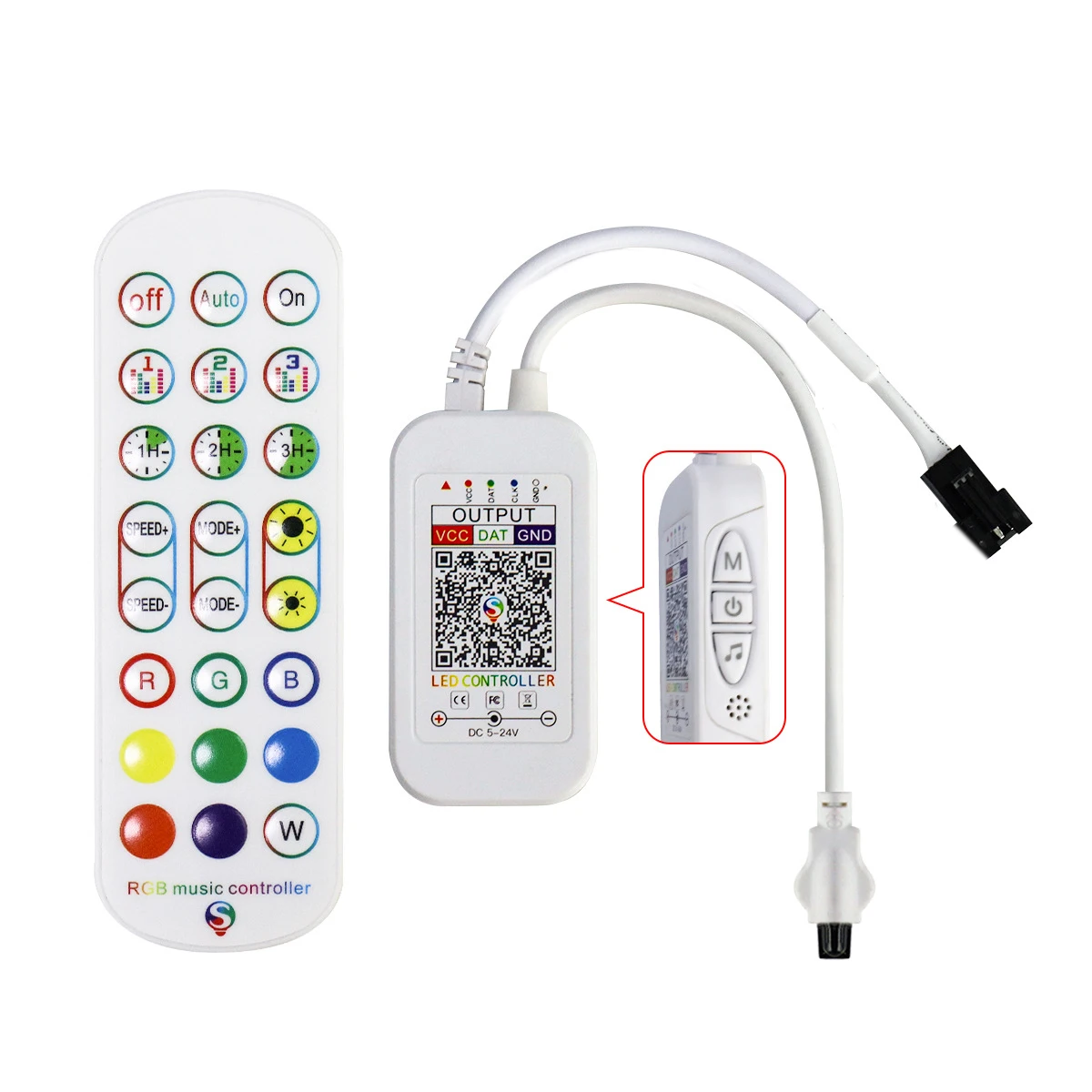 WS2812B WS2811 Led Bluetooth Controller for Addressable LED Strip Light RGB LED Tape 24key IR Music Smart Fireworks Controller
WS2812B WS2811 Led Bluetooth Controller for Addressable LED Strip Light RGB LED Tape 24key IR Music Smart Fireworks Controller