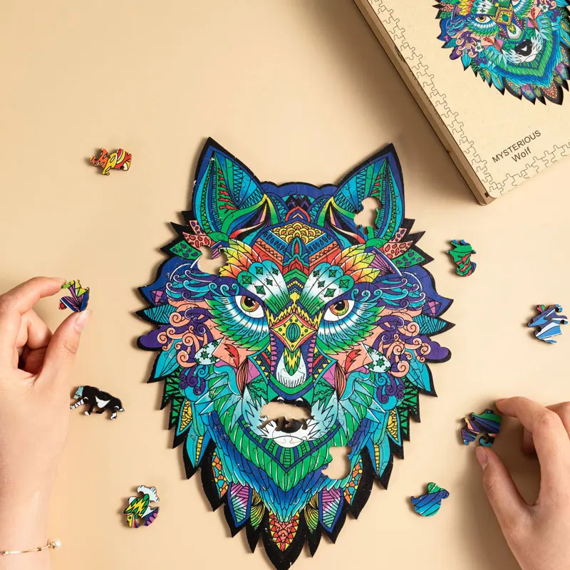Wooden Animal Puzzle Toys Wolf Double Sided Jigsaw Puzzle Adults Board Game Set for Kids Educational Toy Personalized Gift
Wooden Animal Puzzle Toys Wolf Double Sided Jigsaw Puzzle Adults Board Game Set for Kids Educational Toy Personalized Gift