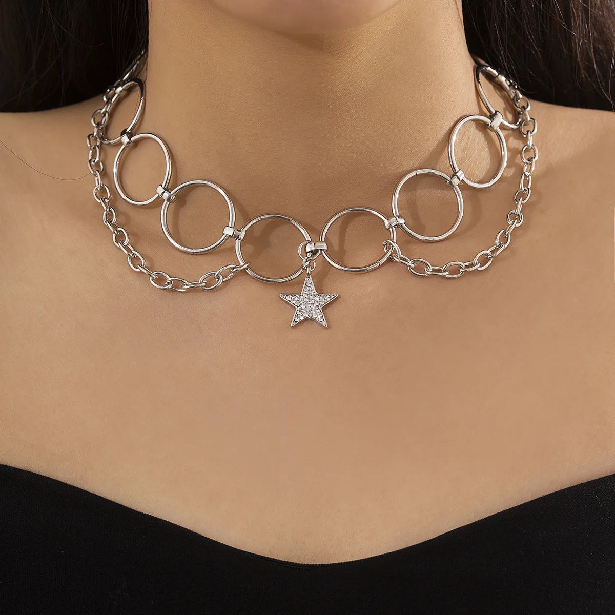 Silver Gold Women Round Circle Links Chain Chokers Necklace Punk Star Charms Gold Chain Necklace For Women Jewelry
Silver Gold Women Round Circle Links Chain Chokers Necklace Punk Star Charms Gold Chain Necklace For Women Jewelry