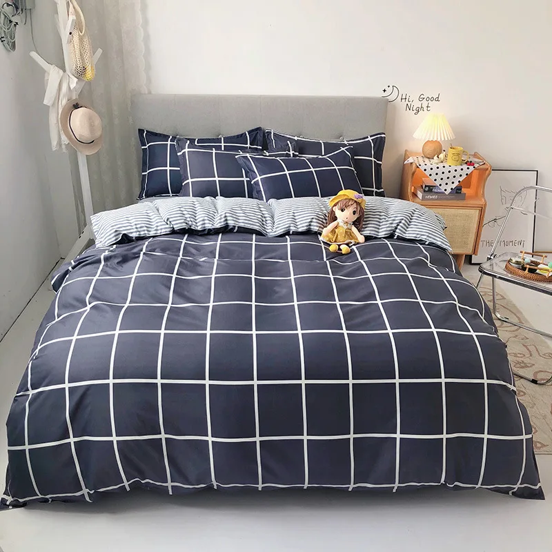 Student Dormitory Plaid Bed Sheet Quilt Cover Pillowcase Three-piece Simple Four-piece Bedding set 
Student Dormitory Plaid Bed Sheet Quilt Cover Pillowcase Three-piece Simple Four-piece Bedding set