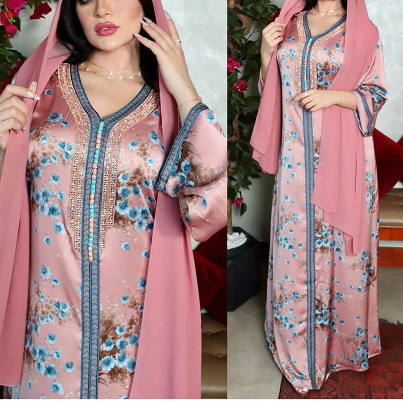 2022 Spring Floral Print Muslim Abaya Dress Women Diamond Dubai Arab Turkey Morocco Kaftan Islamic Clothing Gown Robe Vestido
2022 Spring Floral Print Muslim Abaya Dress Women Diamond Dubai Arab Turkey Morocco Kaftan Islamic Clothing Gown Robe Vestido