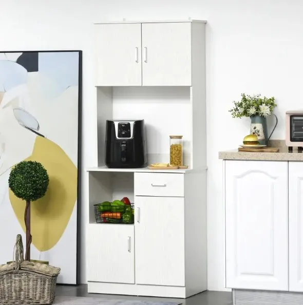 Kitchen Cabinet Auxiliary Buffet Cupboard with 3 Door Cabinets Adjustable Shelf Drawer and Open Shelf 71x41x178 cm White
Kitchen Cabinet Auxiliary Buffet Cupboard with 3 Door Cabinets Adjustable Shelf Drawer and Open Shelf 71x41x178 cm White