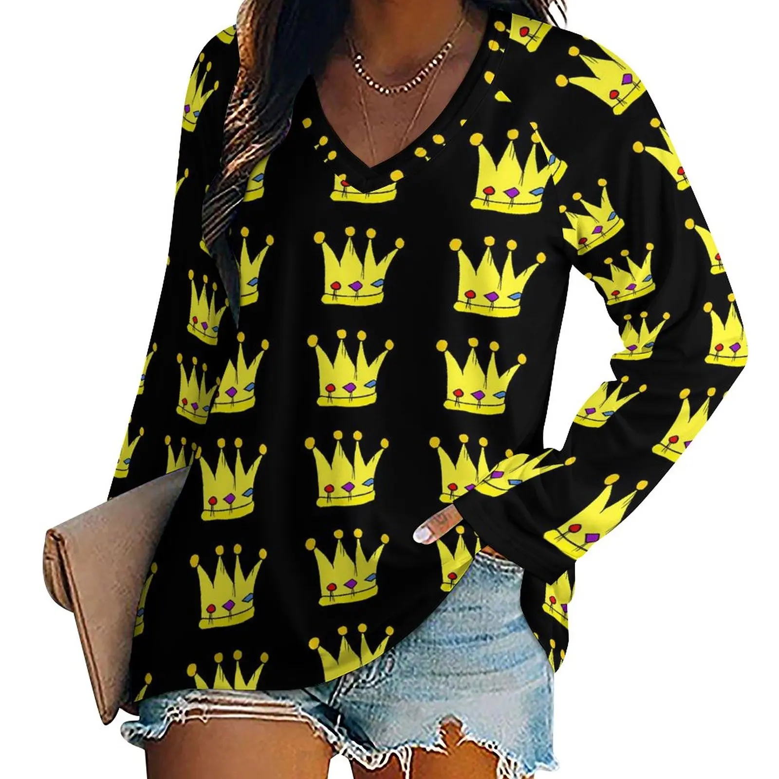 King And Queen Crown T-Shirts Retro Y2K T-Shirt Ladies Long Sleeve Loose Tops Oversized V Neck Graphic Clothes
King And Queen Crown T-Shirts Retro Y2K T-Shirt Ladies Long Sleeve Loose Tops Oversized V Neck Graphic Clothes