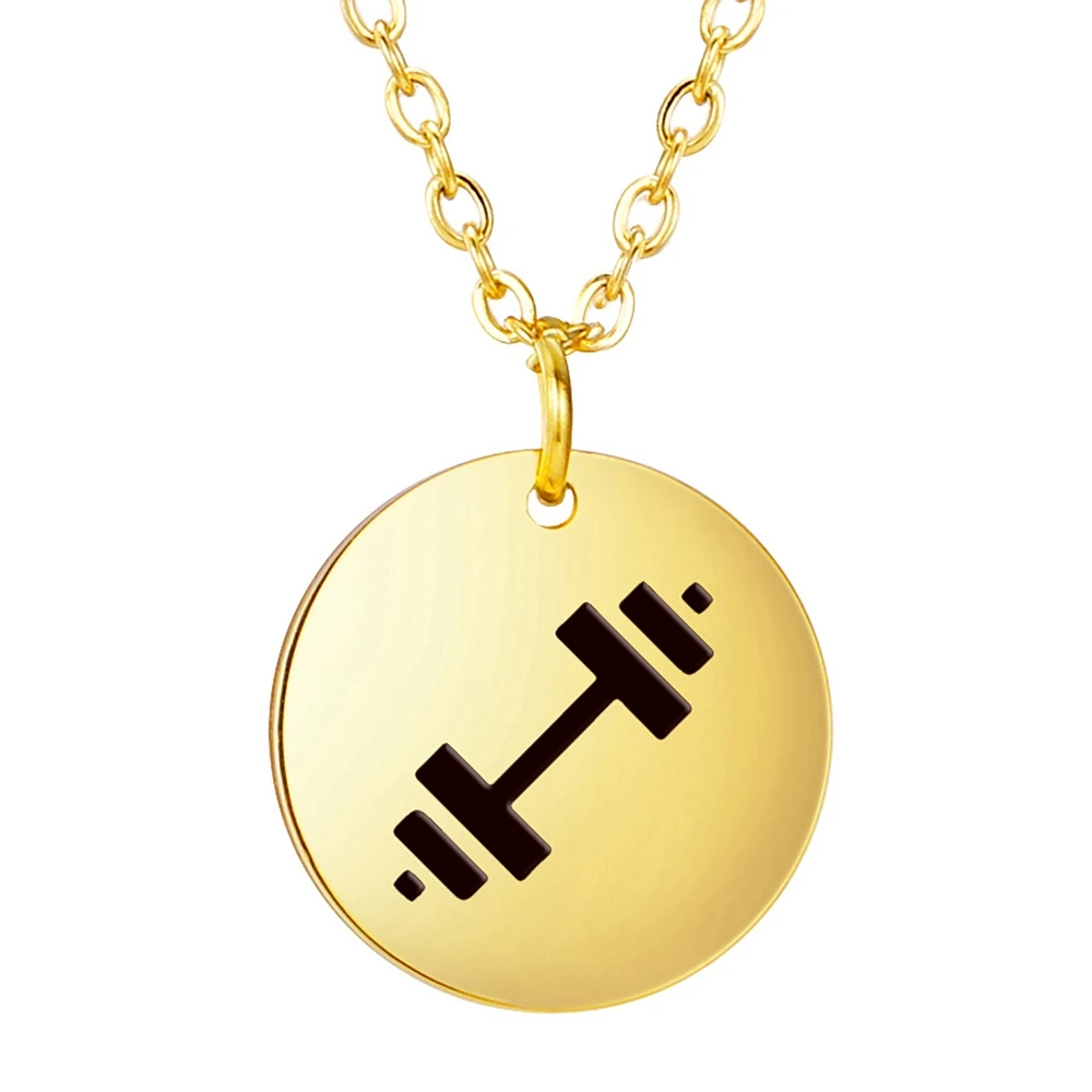 Колье с подвеской в виде гантели, ювелирное изделие из нержавеющей стали с простыми круглыми дисками 15 х15 мм, 3 цвета, ожерелье с цепочкой из ... 
Колье с подвеской в виде гантели, ювелирное изделие из нержавеющей стали с простыми круглыми дисками 15 х15 мм, 3 цвета, ожерелье с цепочкой из ...