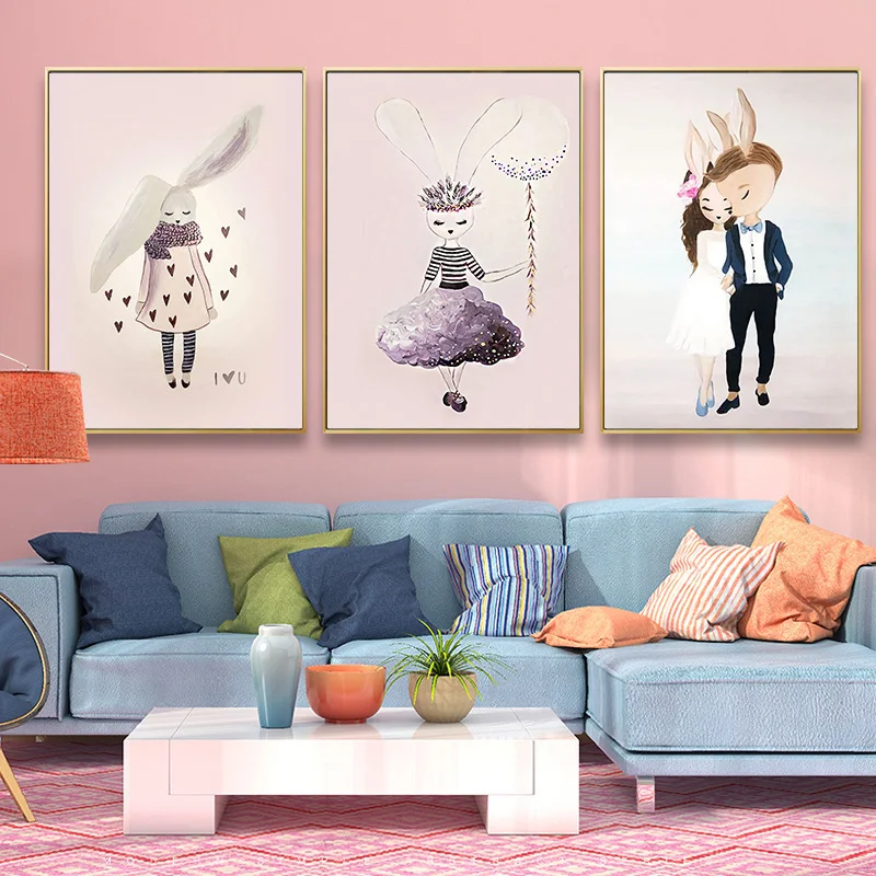 2022 Room Decoration Painting Nordic Cartoon Abstract Character Animal Rabbit Spray Painting Pink Flowers Warm Hanging Painting
2022 Room Decoration Painting Nordic Cartoon Abstract Character Animal Rabbit Spray Painting Pink Flowers Warm Hanging Painting