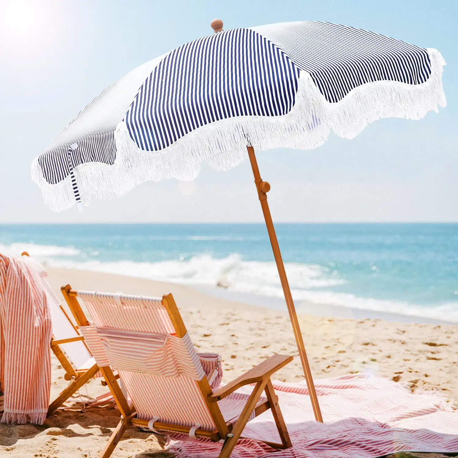 MF Studio 7x7FT Outdoor Beach Umbrella with Push Button Tilt and Storage Bag, Navy Stripe
MF Studio 7x7FT Outdoor Beach Umbrella with Push Button Tilt and Storage Bag, Navy Stripe