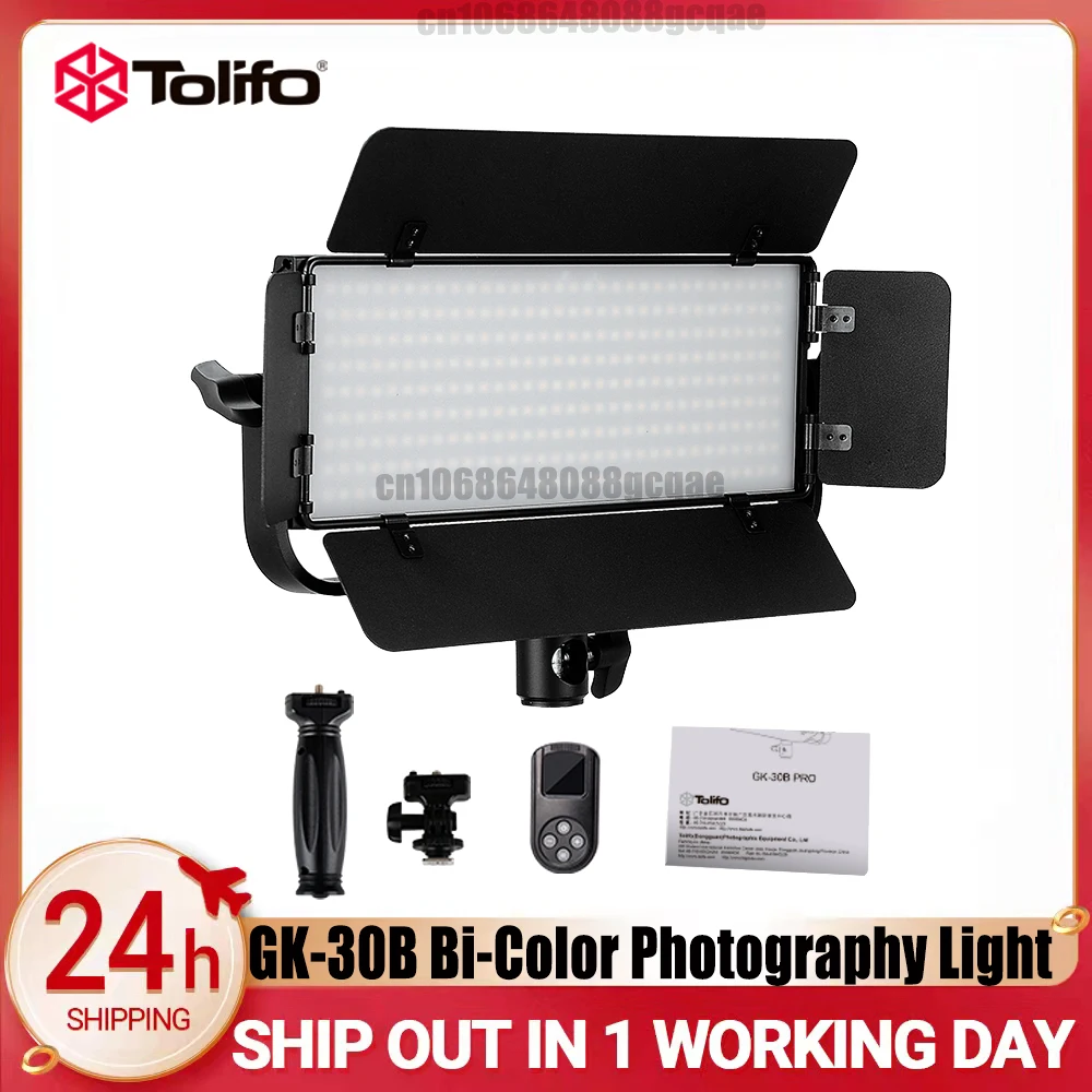 Tolifo GK-30B LED Video Light Bi-Color 3200k-5600K Photography Panel Lamp with 2.4G Wirelesss Remote Control Barndoors for DSLR
Tolifo GK-30B LED Video Light Bi-Color 3200k-5600K Photography Panel Lamp with 2.4G Wirelesss Remote Control Barndoors for DSLR