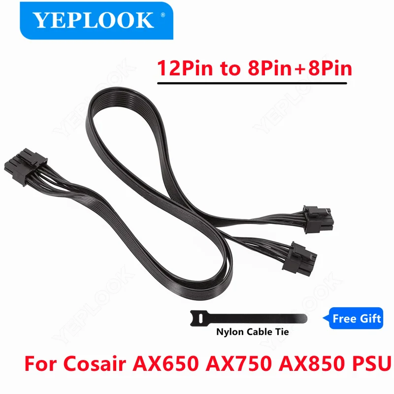 12Pin to Dual 8Pin 8Pin+8Pin(6+2Pin) GPU Cable For Corsair AX650 AX750 AX850 AX Series Modular PSU 18AWG 60+60cm
12Pin to Dual 8Pin 8Pin+8Pin(6+2Pin) GPU Cable For Corsair AX650 AX750 AX850 AX Series Modular PSU 18AWG 60+60cm