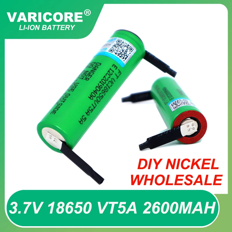 Wholesale 100% Original 3.6v 18650 VTC5A 2600mah Lithium Rechargeable Battery High Drain 30A Discharge+ DIY Nickel Sheets
Wholesale 100% Original 3.6v 18650 VTC5A 2600mah Lithium Rechargeable Battery High Drain 30A Discharge+ DIY Nickel Sheets