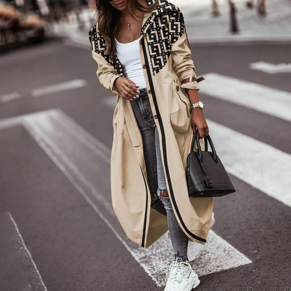 Autumn Winter Trench Coats For WomenFashion Print Hooded Long Windbreaker Cardigan Women's Clothing Warm Coat
Autumn Winter Trench Coats For WomenFashion Print Hooded Long Windbreaker Cardigan Women's Clothing Warm Coat