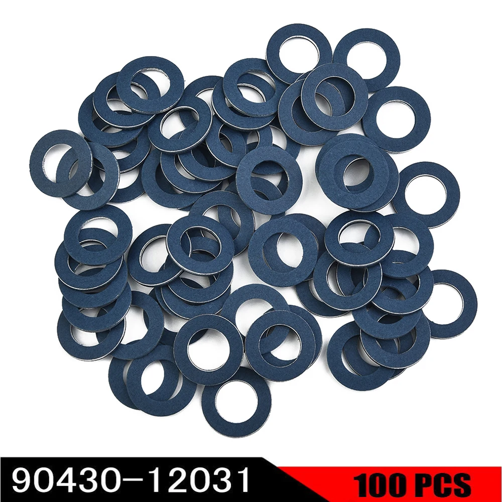 

Car Set Of 100 Oil Drain Sump Plug Washers Gasket Hole Auto Replacement Accessories For Toyota OE90430-12031 12mm Car Accessory
