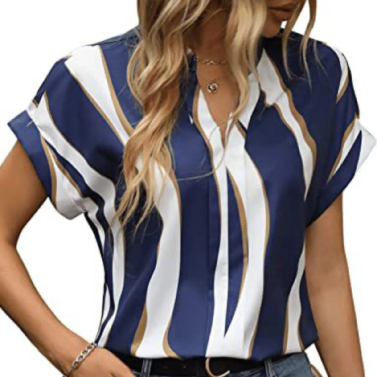 Ladies V Neck Short Sleeve Stripe Print Pullover Shirt Fashion Loose Top Women's Long Sleeve Tunics
Ladies V Neck Short Sleeve Stripe Print Pullover Shirt Fashion Loose Top Women's Long Sleeve Tunics