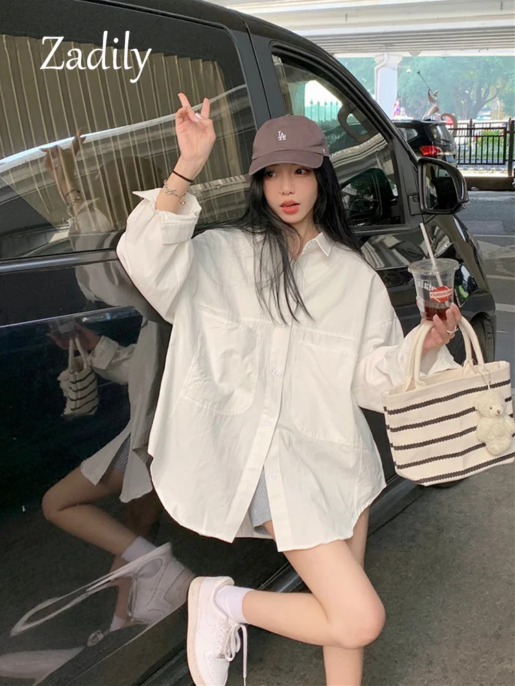 2023 Summer Unisex Long Sleeve Oversize Women White Shirt Korea Style Button Up Pocket Woman Blouse Female Clothing Tops
2023 Summer Unisex Long Sleeve Oversize Women White Shirt Korea Style Button Up Pocket Woman Blouse Female Clothing Tops