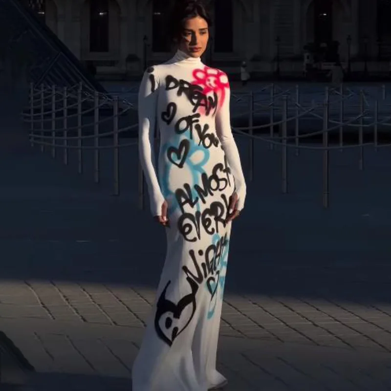 Street HipHop Alphabet Printed Color Slim Fit Long Sleeve Dress Sexy Bodycon Maxi Dresses For Women Evening Party Vintage Robe
Street HipHop Alphabet Printed Color Slim Fit Long Sleeve Dress Sexy Bodycon Maxi Dresses For Women Evening Party Vintage Robe