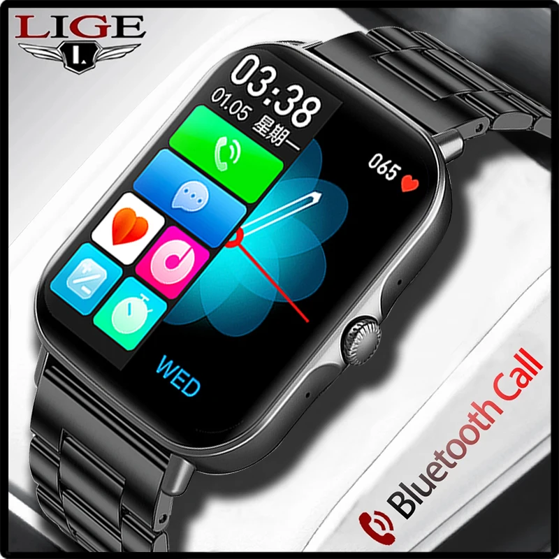 

Смарт-часы LIGE мужские/женские с Bluetooth, пульсометром и тонометром